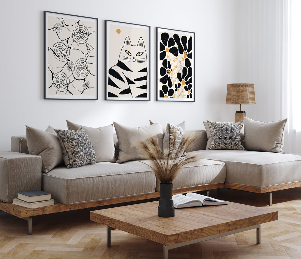 Poster Black and yellow flowers