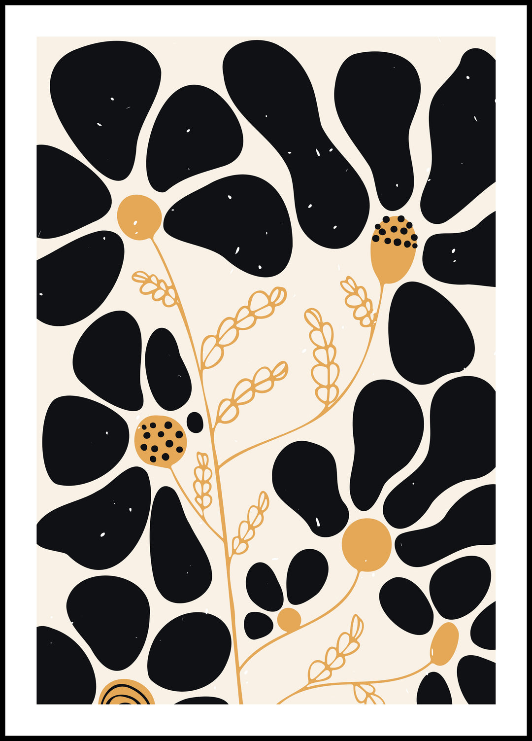 Poster Black and yellow flowers