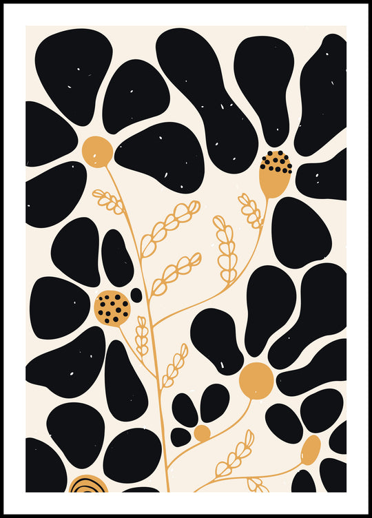Poster Black and yellow flowers
