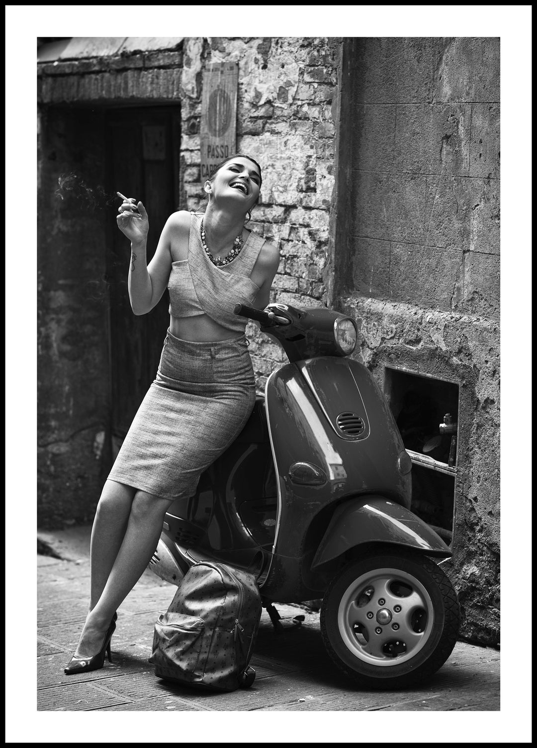 Poster Woman on a Vespa