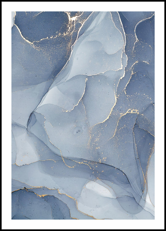 Poster Gold delicate blue pattern 1