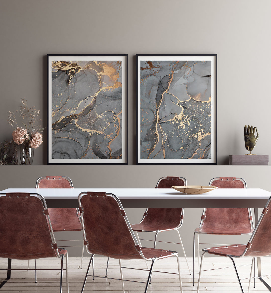 Poster Gold gray pattern 2