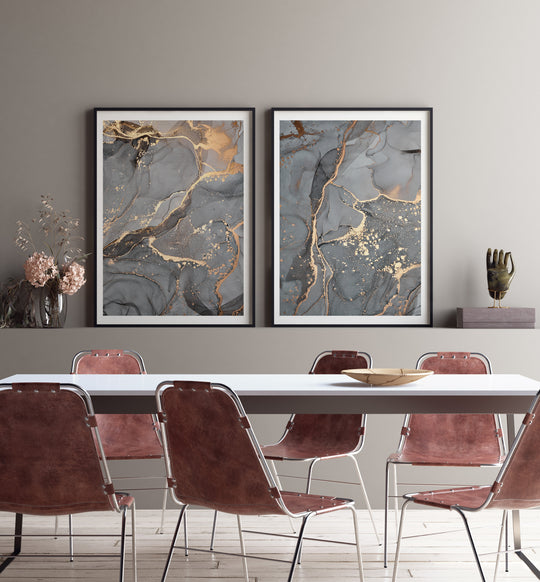 Poster Gold gray pattern 2