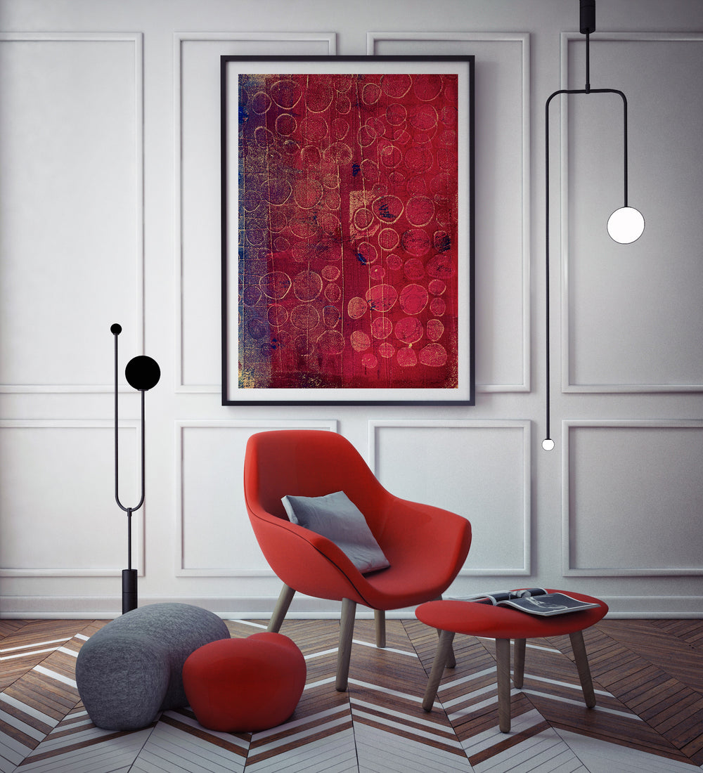 Poster Abstraction red and gold