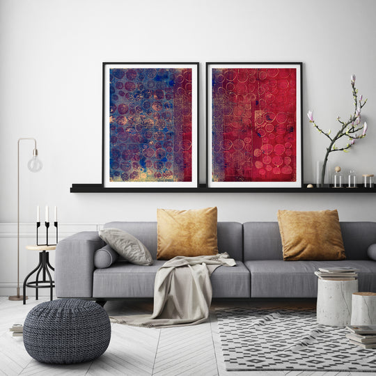 Poster Abstraction blue and gold