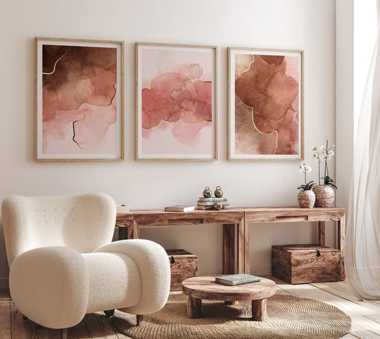 Poster Abstraction rosa brown 3