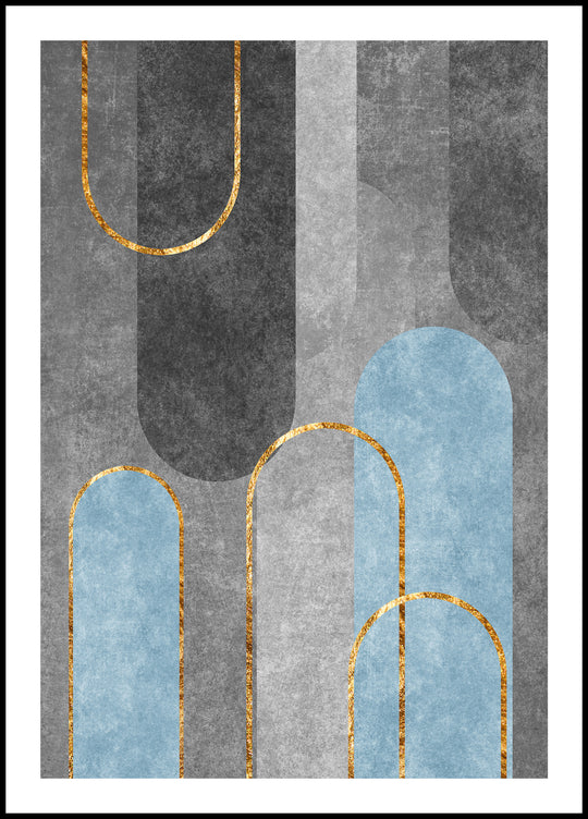Poster Abstraction gray-blue