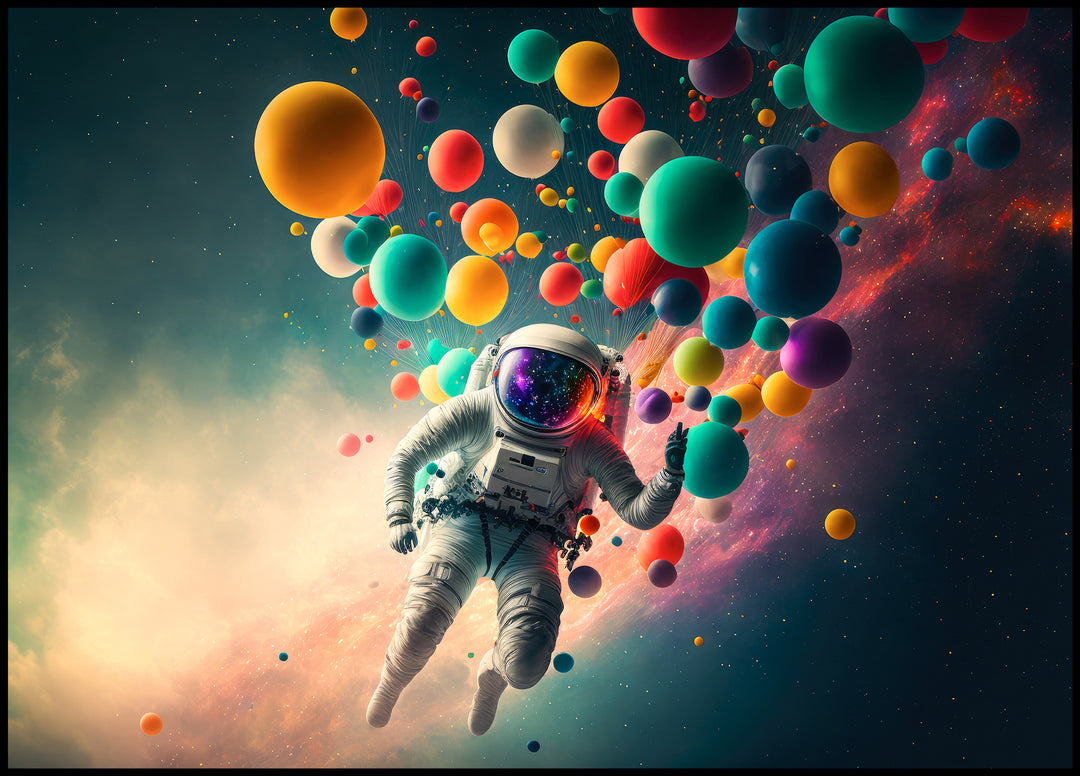 Poster Astronaut with balloons