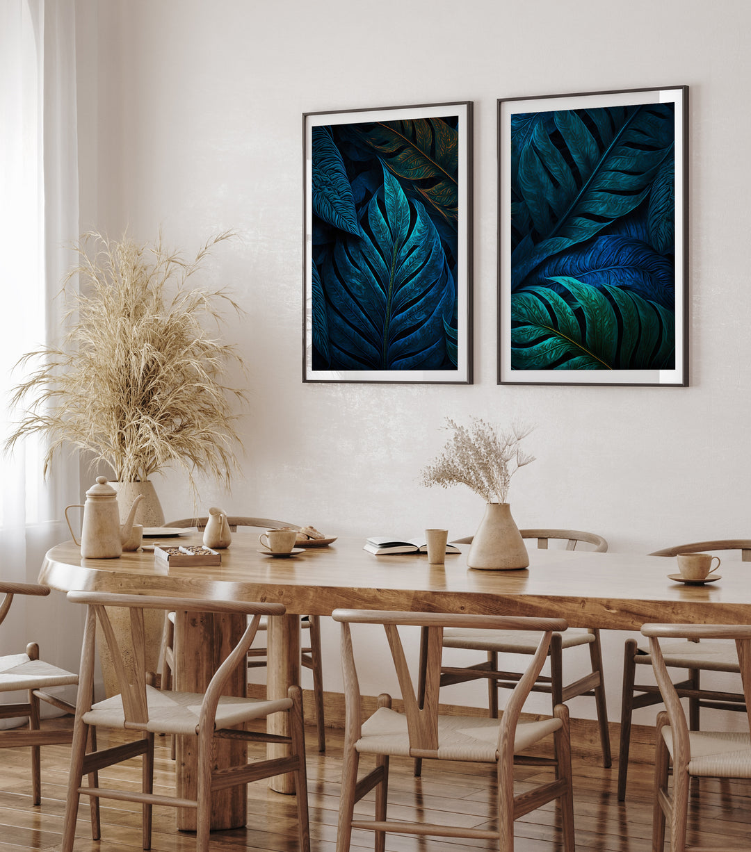 Poster Dark Blue Leaves 2