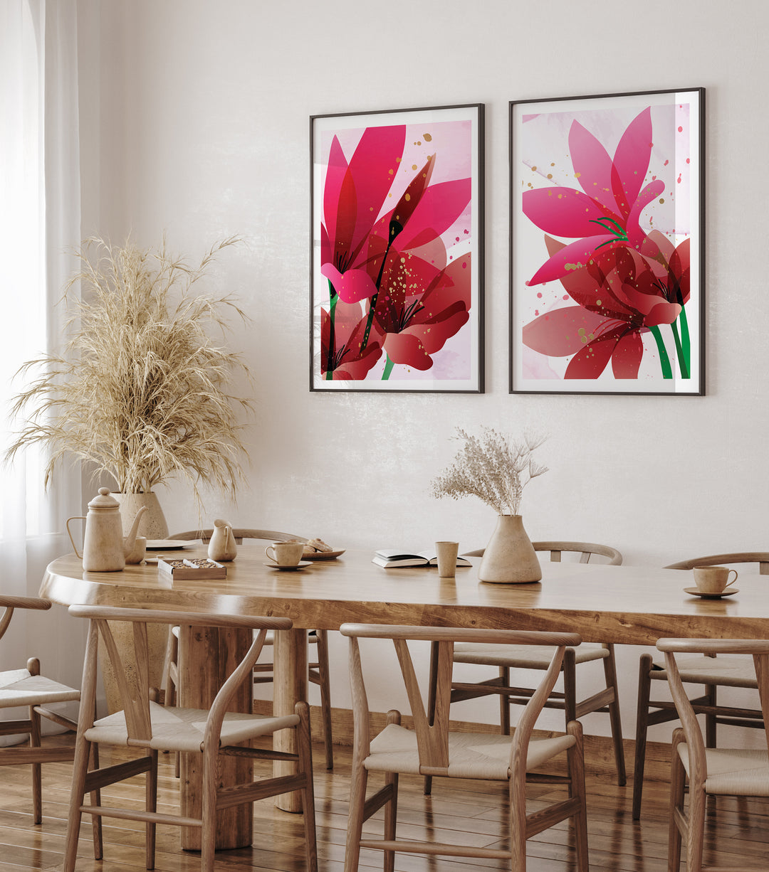 Red Gold Flowers Poster 2