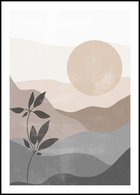 Poster Mountains in gray and brown colors