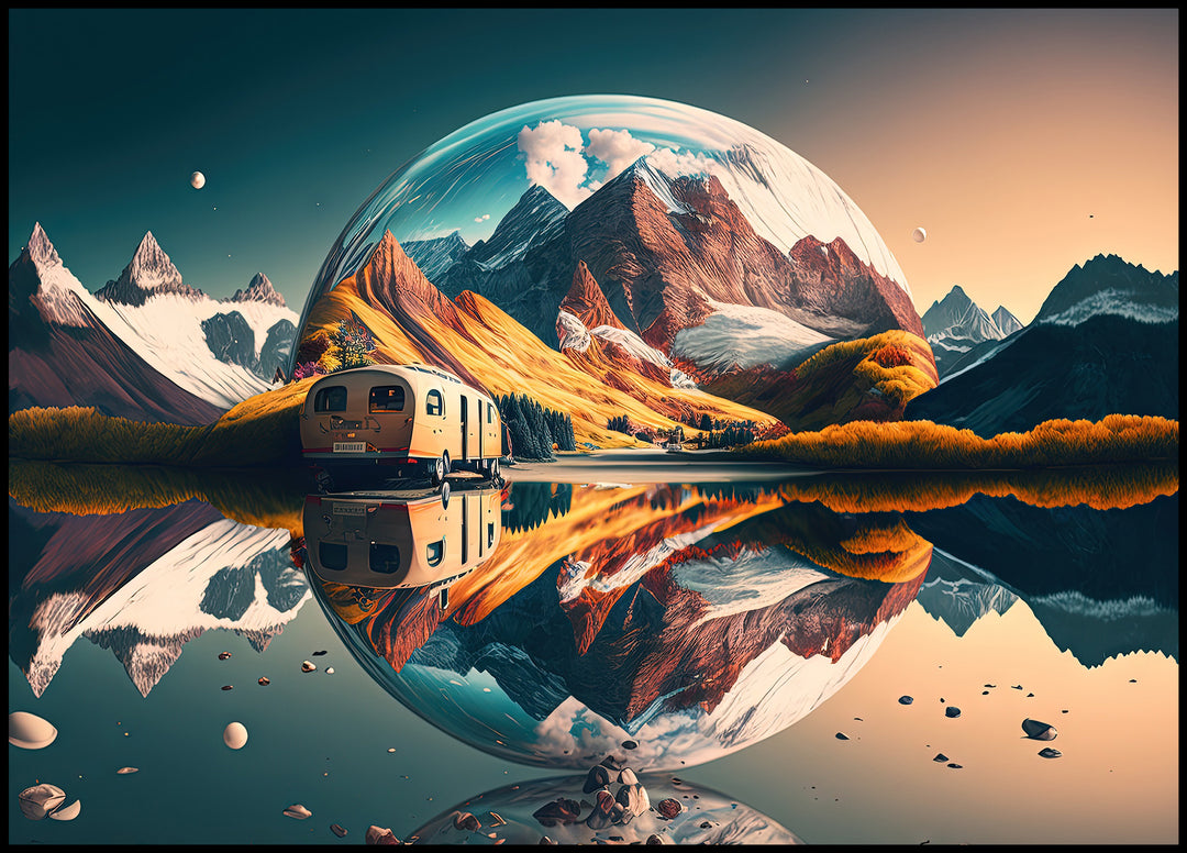 Poster Camper in the mountains