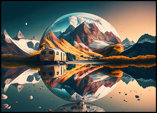 Poster Camper in the mountains