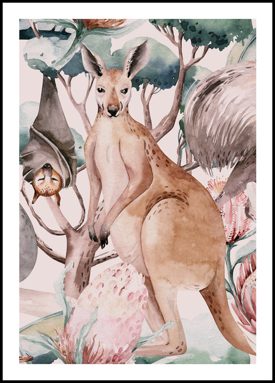 Poster Kangaroo in the forest