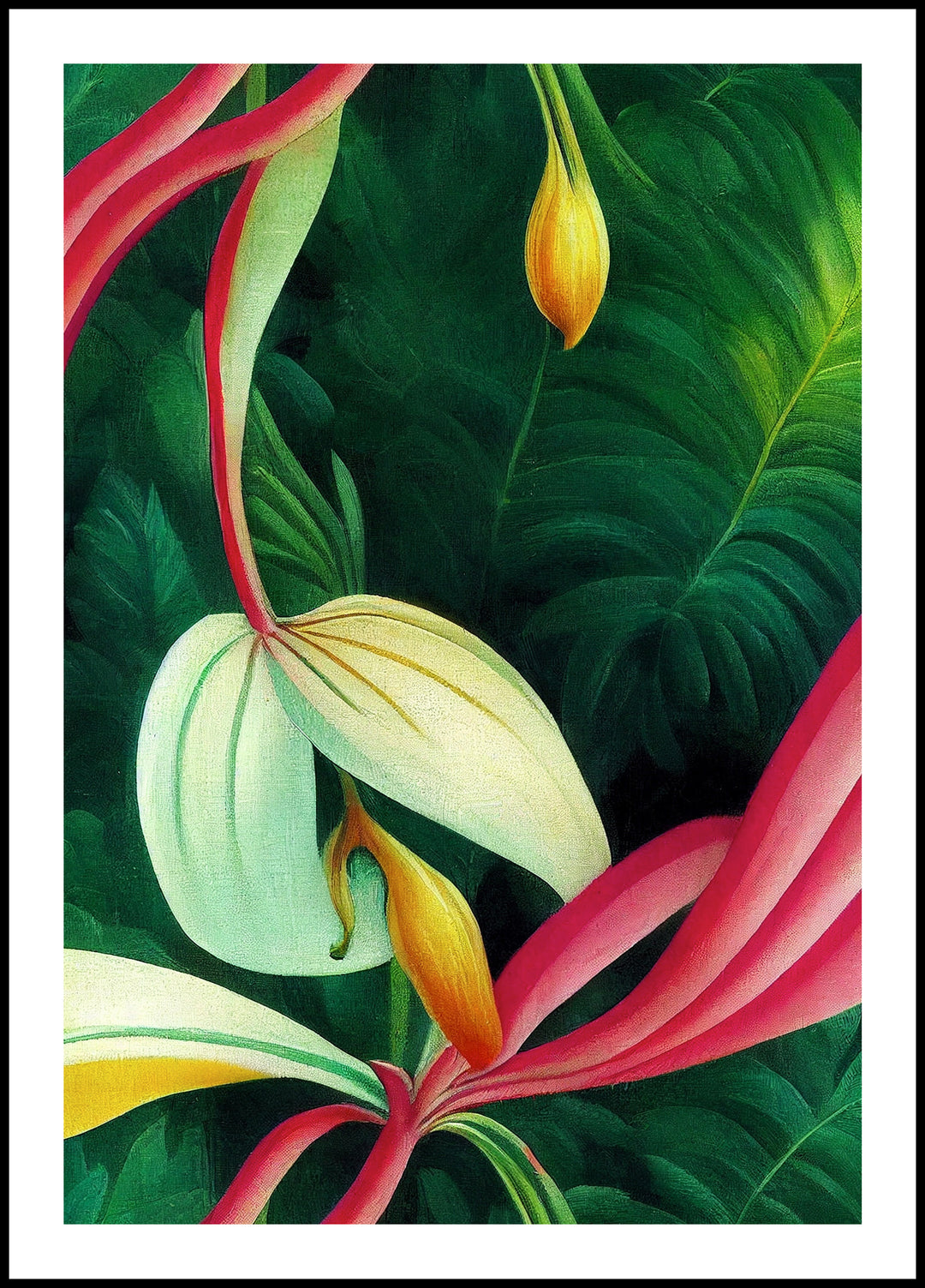 Flowers on green leaves poster 3