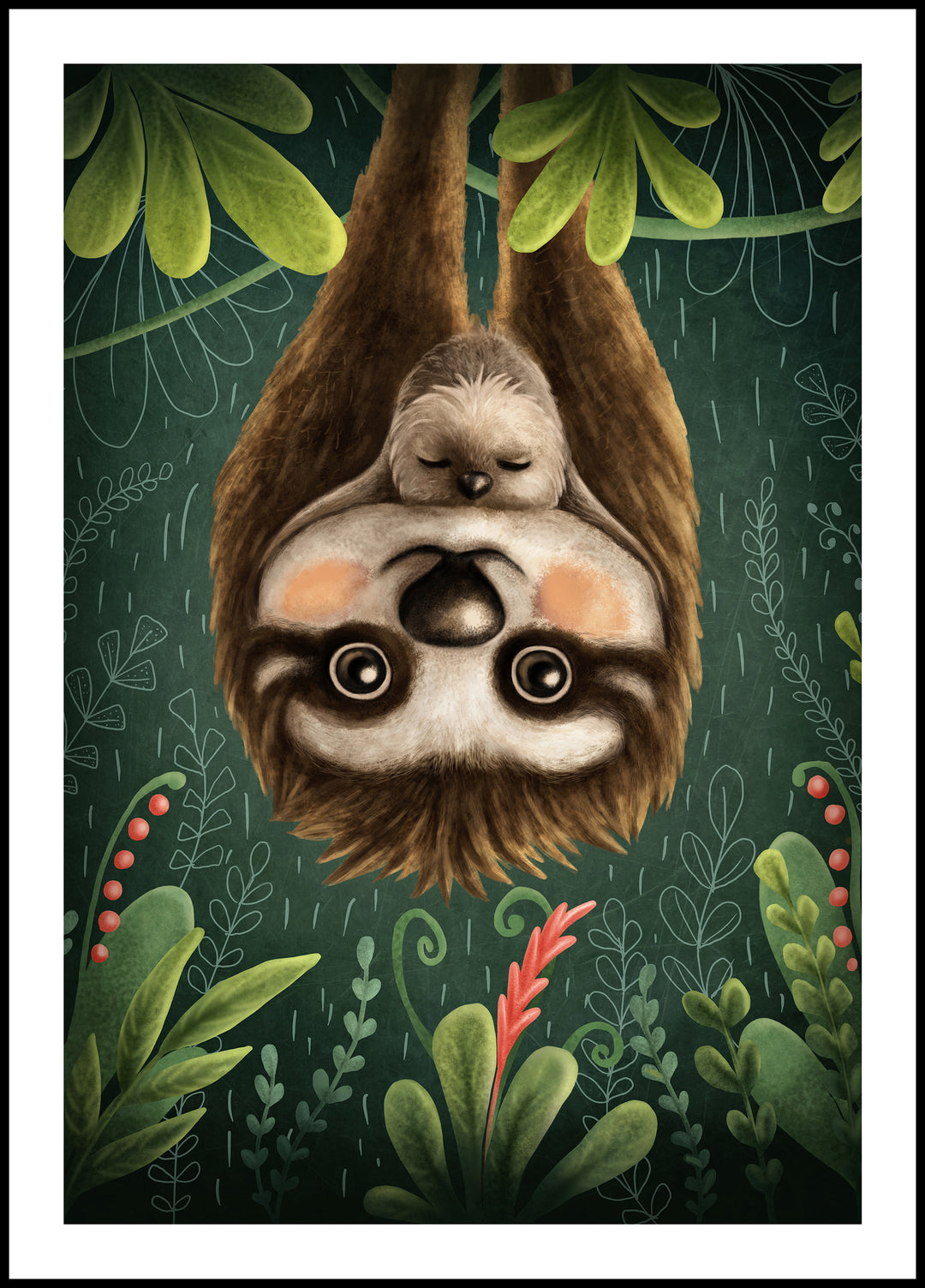 Sloth Mom with Baby Poster
