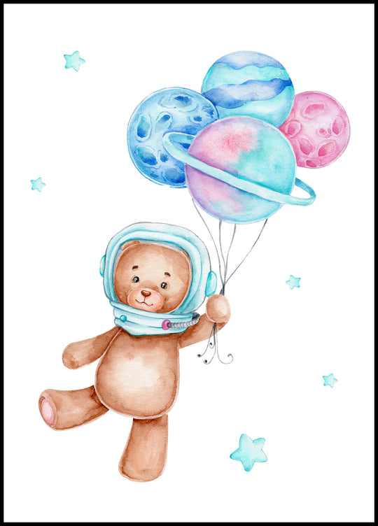 Teddy Bear Astronaut Poster