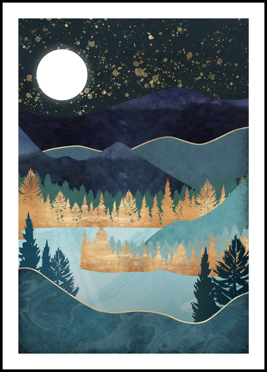 Poster By the lake at night