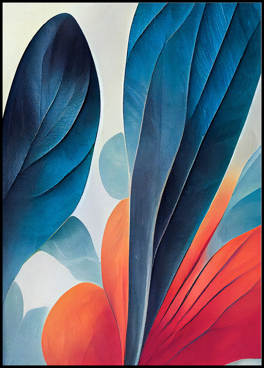Blue and red leaves poster