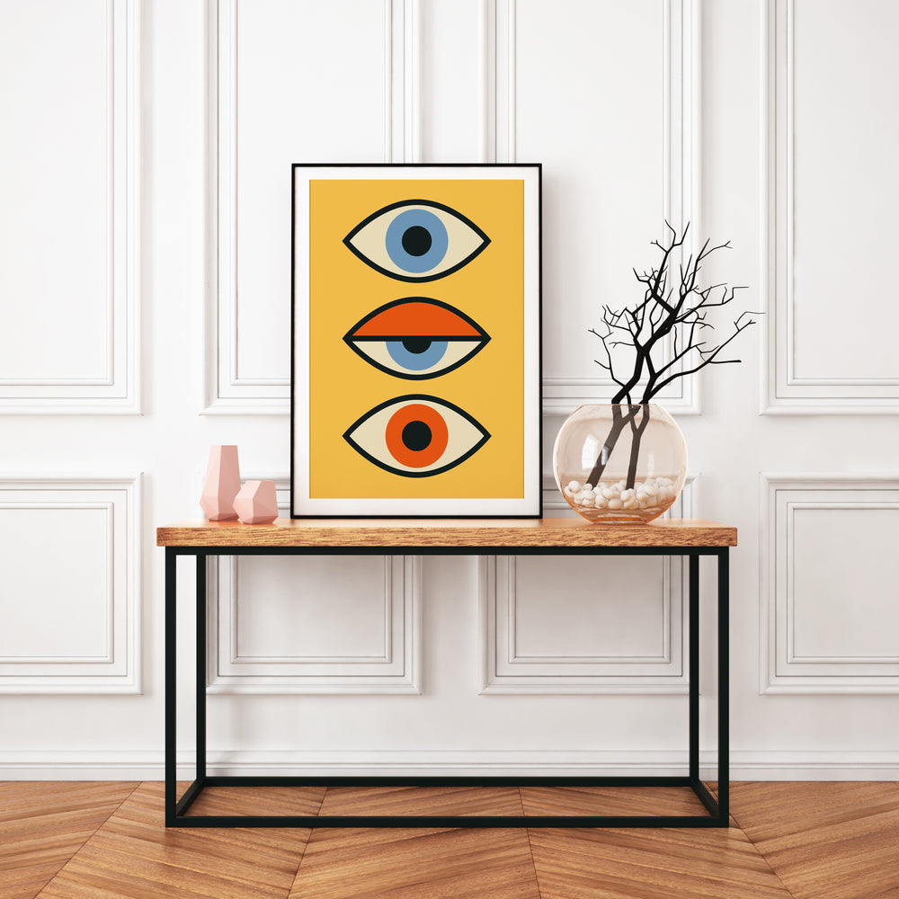 Poster Eye on a yellow background