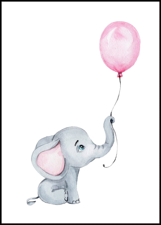 Poster Elephant with a balloon