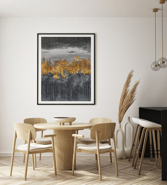 Gray Gold Forest Poster