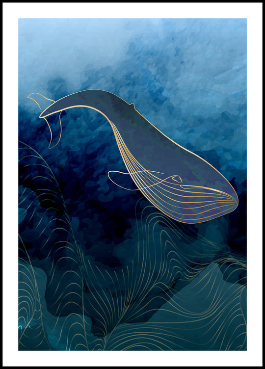 Poster Whale in the depths of the ocean