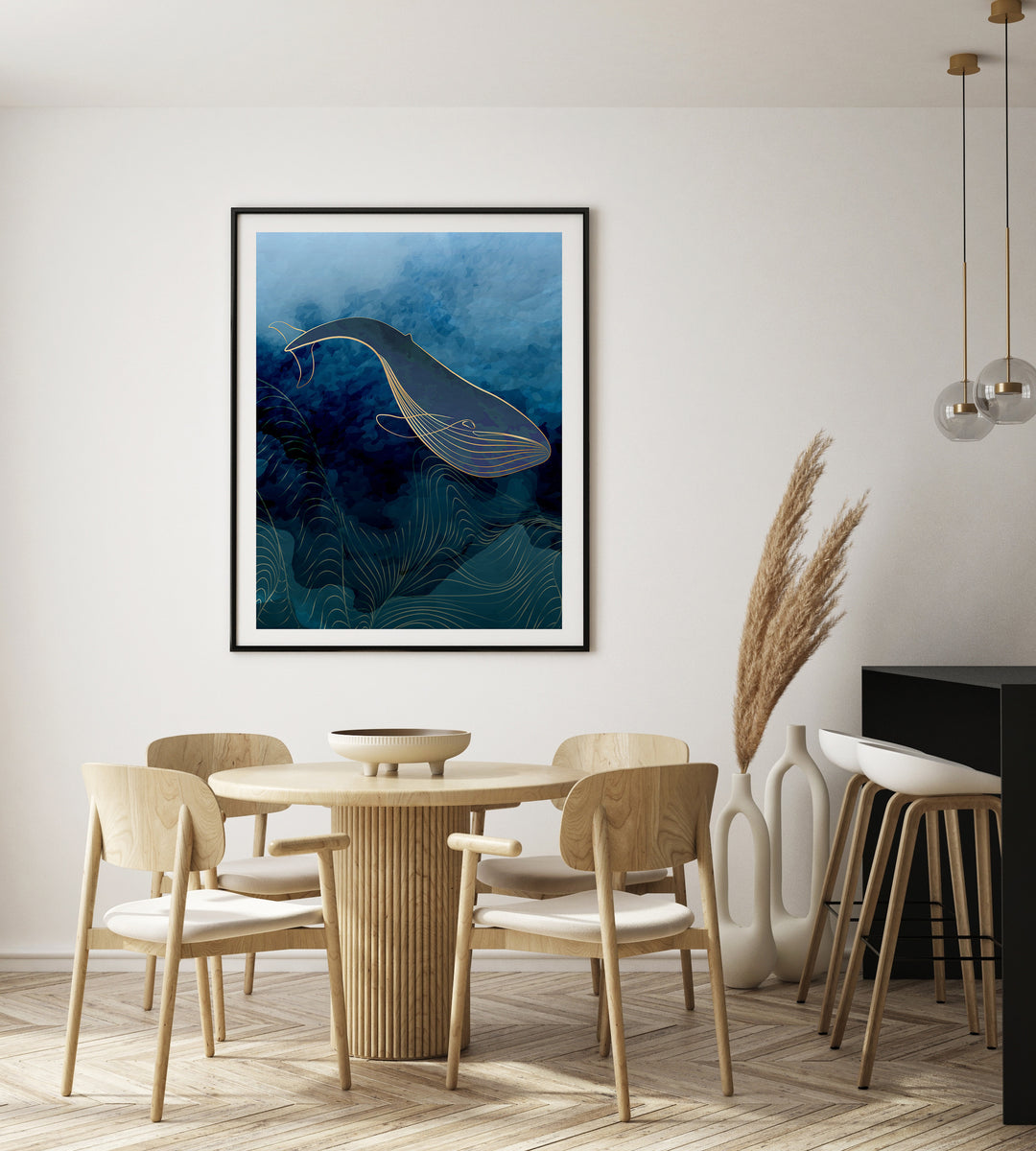 Poster Whale in the depths of the ocean