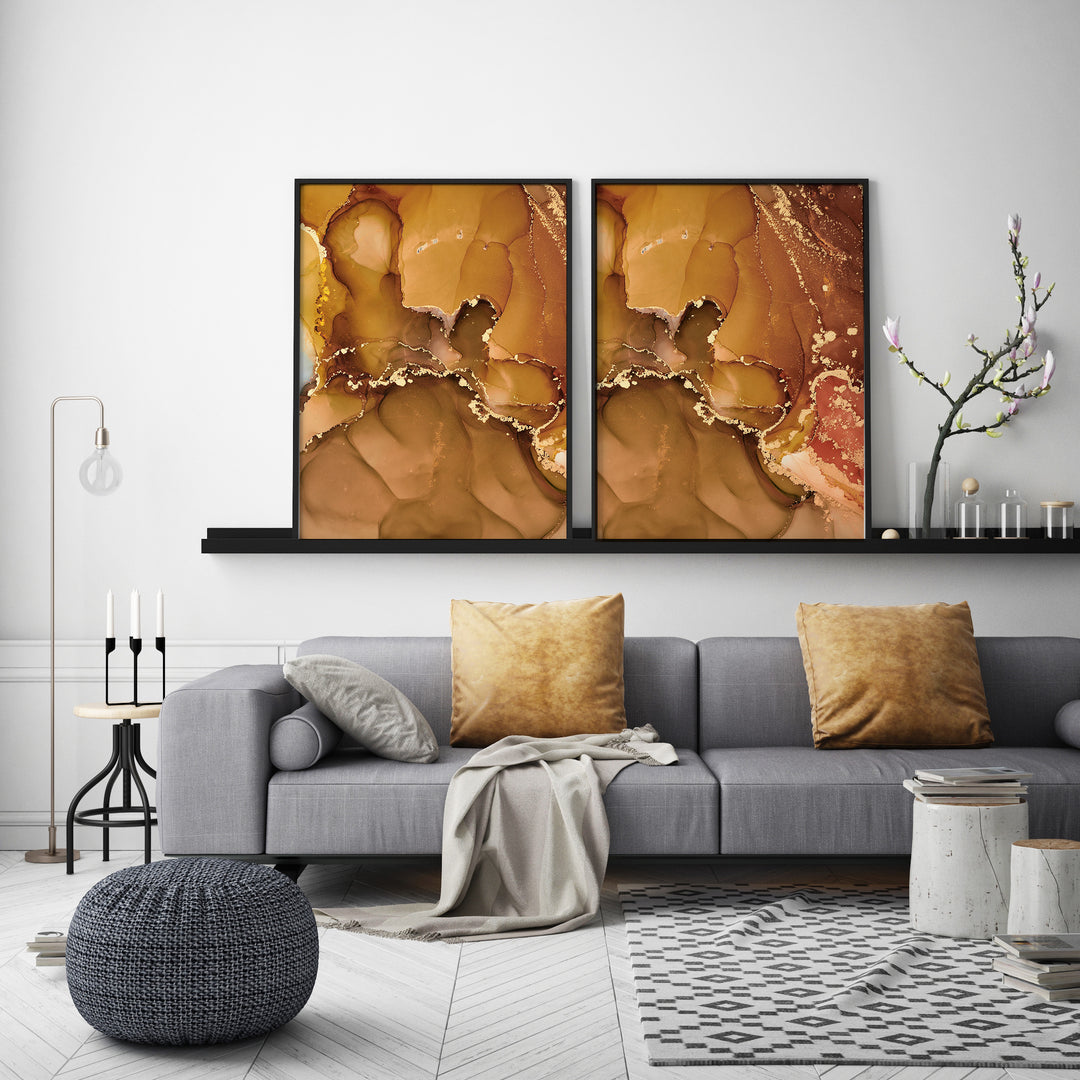 Poster Gold Brown Pattern