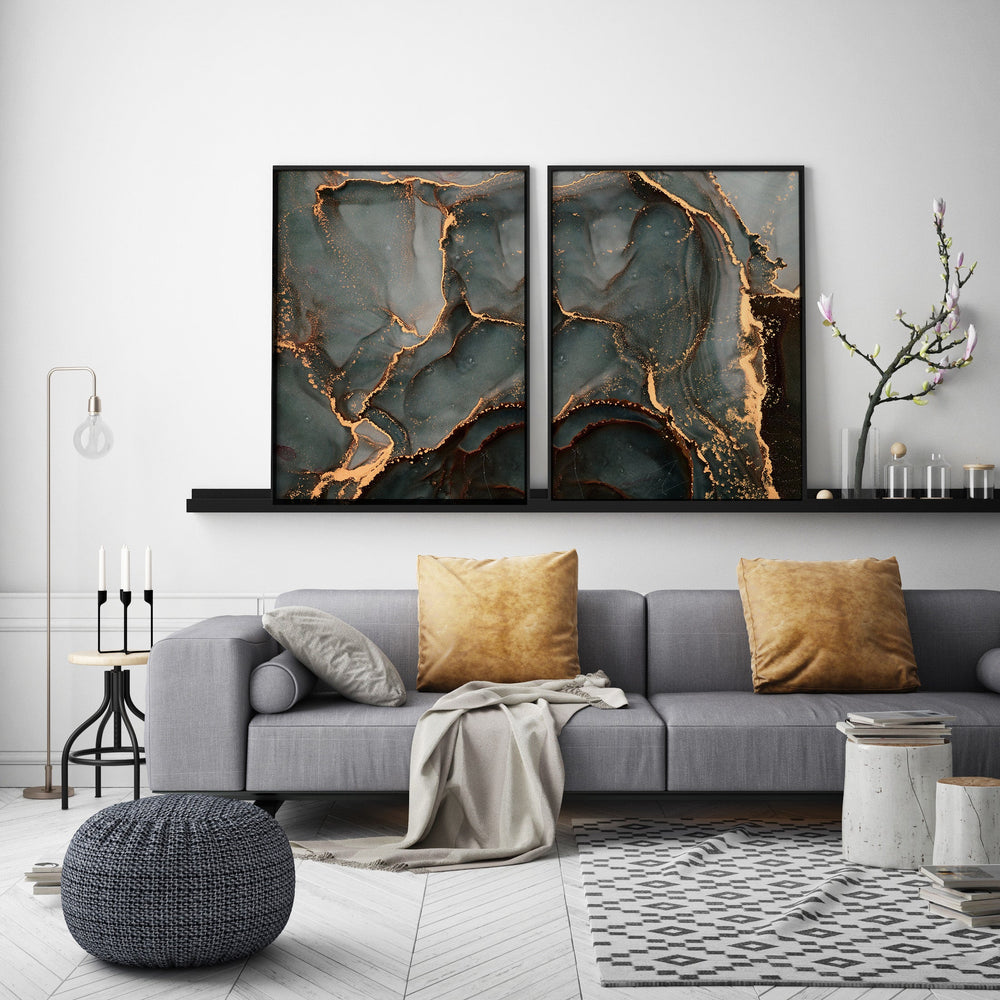 Poster Gold black pattern 2
