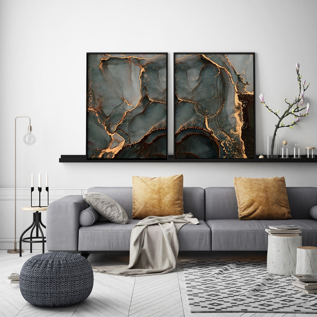 Poster Gold black pattern 2
