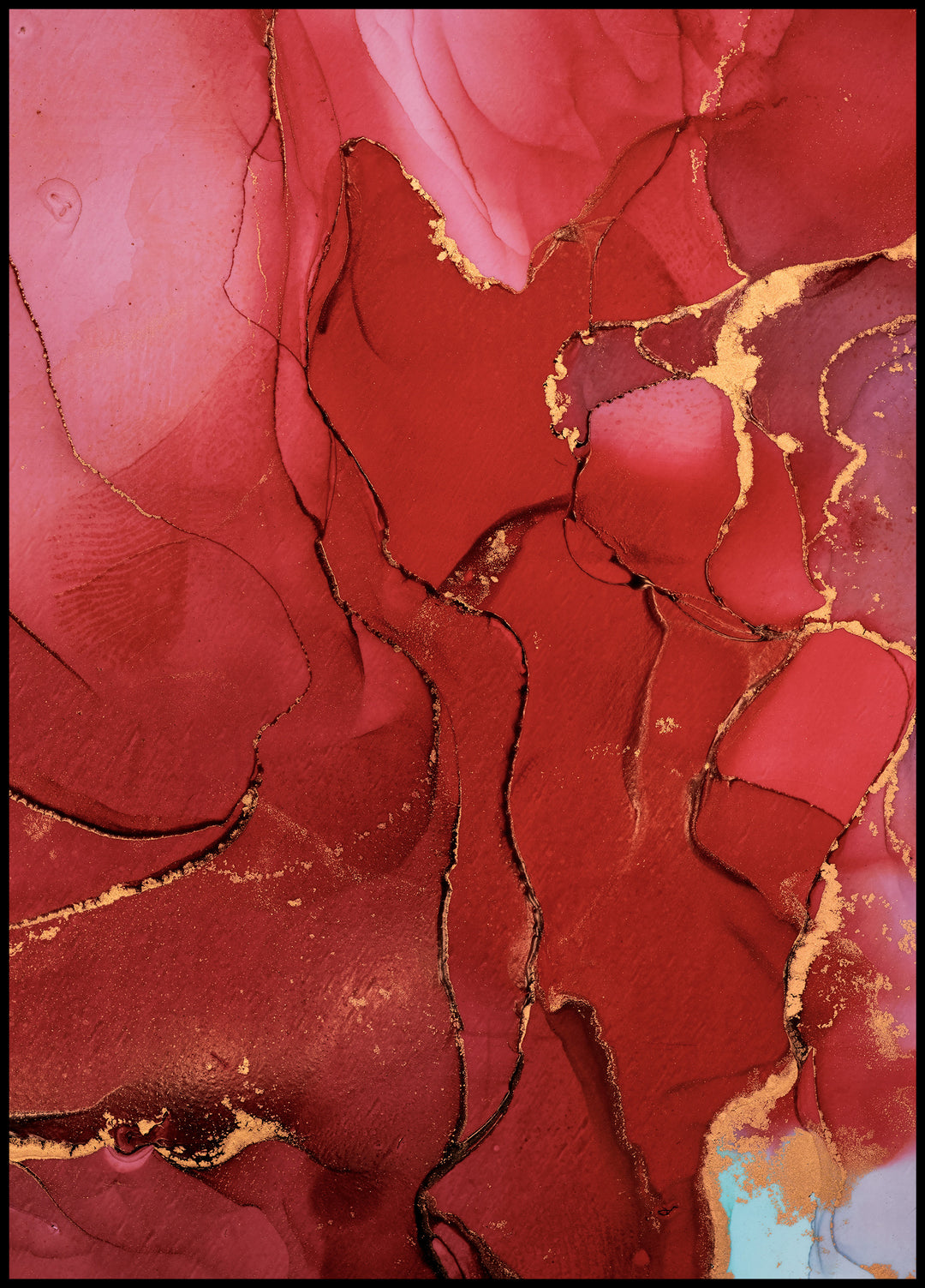 Poster Gold red pattern 2