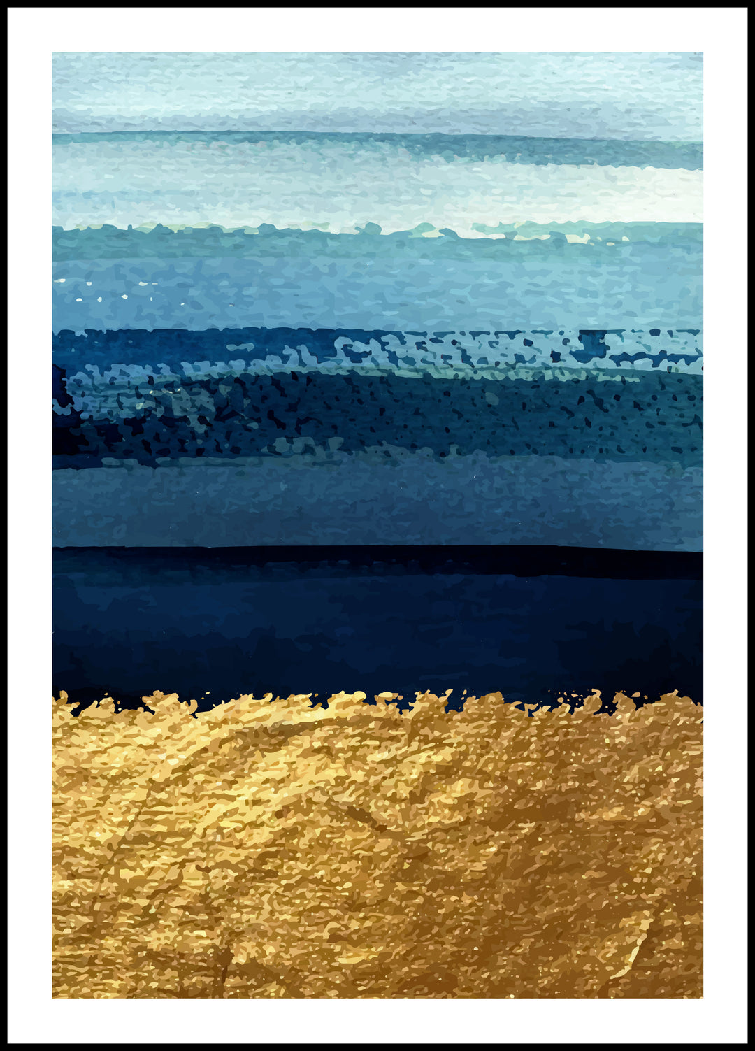 Poster Gold navy blue abstract 2