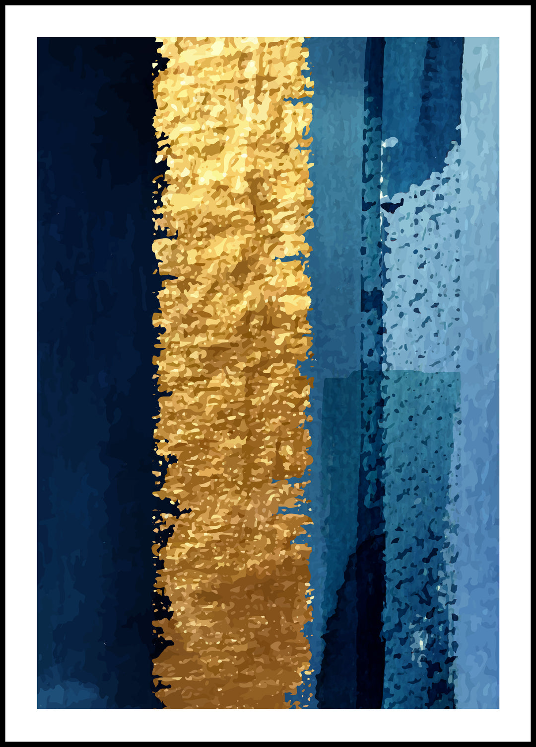 Poster Gold navy blue abstract
