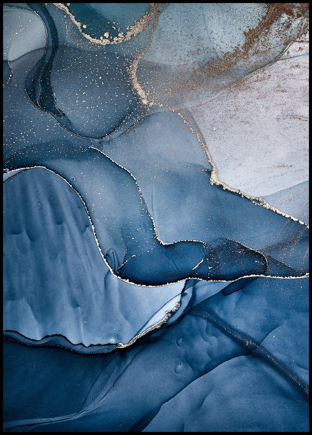Poster Gold blue pattern 2