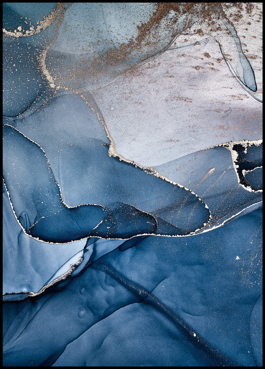 Poster Gold blue pattern