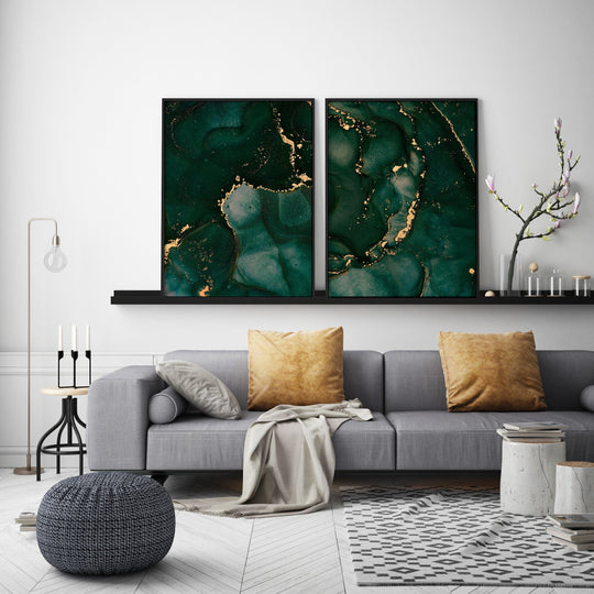 Poster Gold green pattern 2