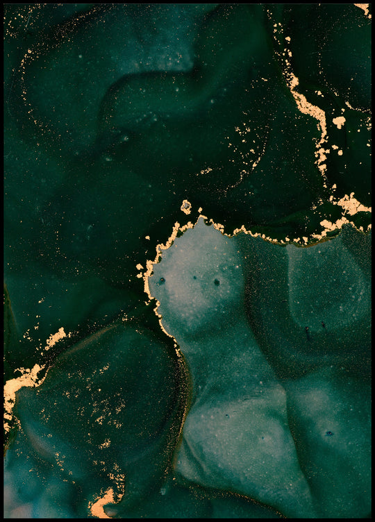 Poster Gold green pattern 2
