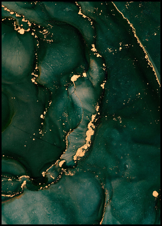 Poster Gold green pattern