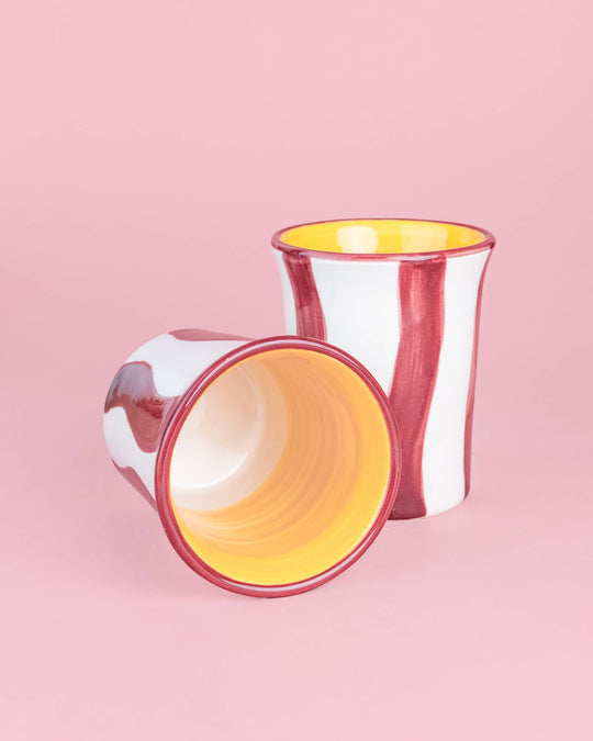 Ręcznie malowany ceramiczny kubek – Pink Stripes – 250 ml
