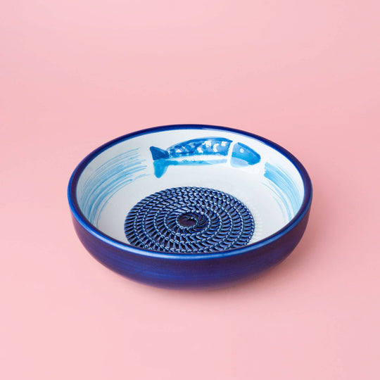 Ceramiczna miseczka do tarcia czosnku – duża – niebieska (19 cm) –  Blue Tuna