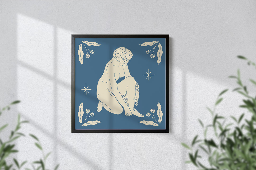 Plakat Kobieca Sylwetka na Niebieskim Tle - Kobieca sylwetka na niebieskim tle_Plakat kwadratowy 2.jpg