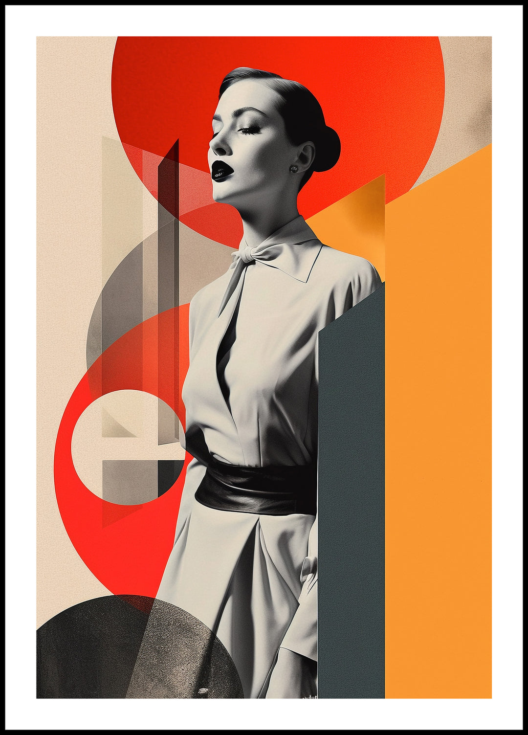 Plakat Kobieta w czerwieniach i pomarańczach