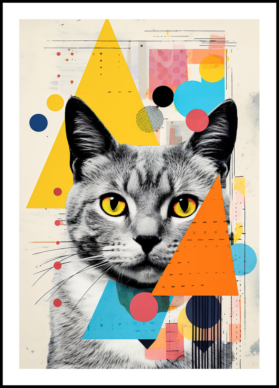 Plakat Kot w trójkątach