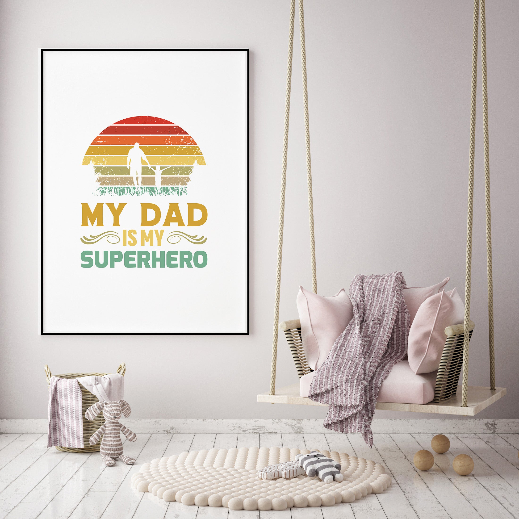 Plakat Mój Tata jest moim superbohaterem - biały – Posterimo