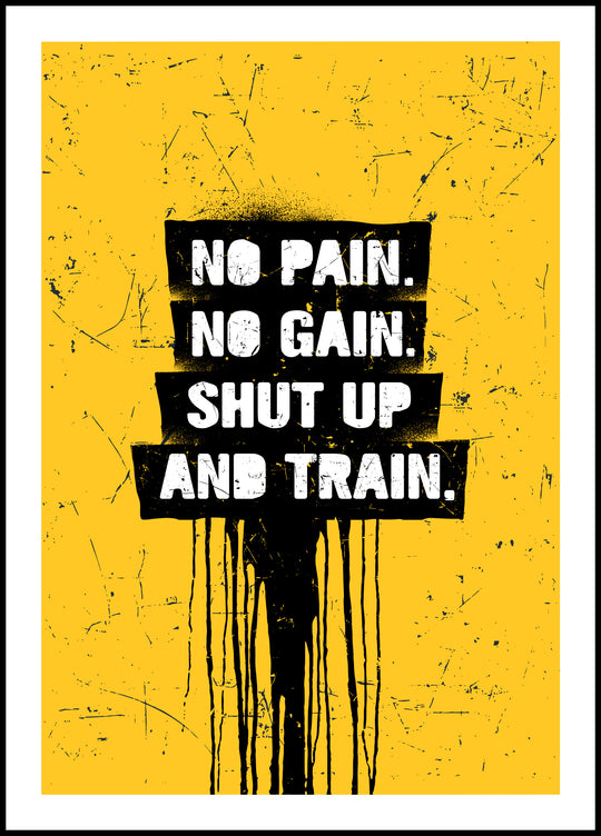 Plakat No Pain, No Gain. Shut up and Train.