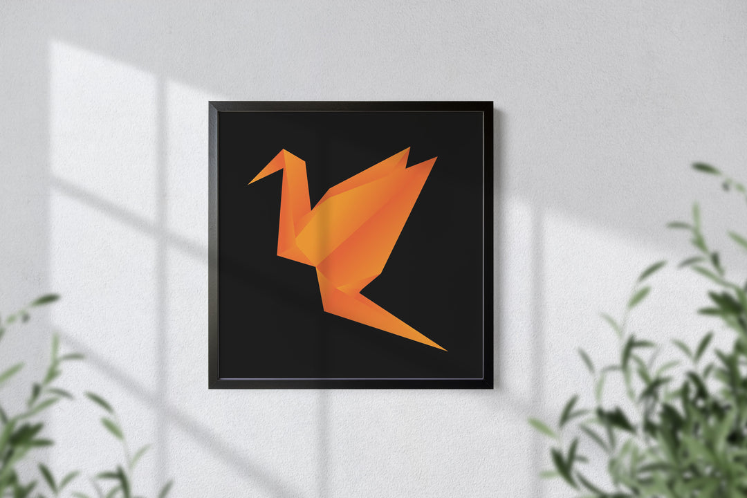 Plakat Żuraw Origami w Kolorze Pomarańczowym - Origami zuraw w kolorze pomaranczowym_Plakat kwadratowy 2.jpg