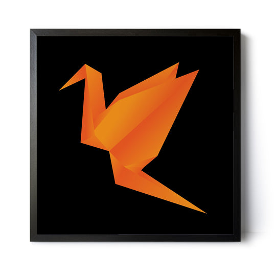 Plakat Żuraw Origami w Kolorze Pomarańczowym - Origami zuraw w kolorze pomaranczowym_Plakaty kwadratowe.jpg