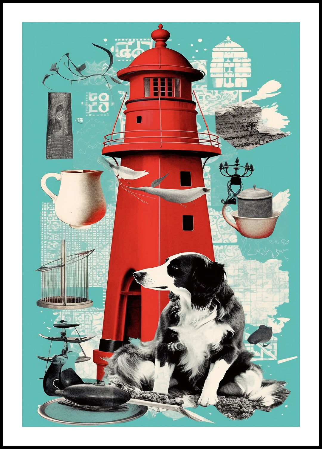 Plakat Pies przy latarni morskiej