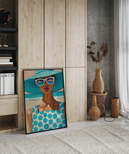 Plakat W niebieskim kapeluszu – stylowa sztuka ścienna - W niebieskim kapeluszu_Plakat pionowy.jpg